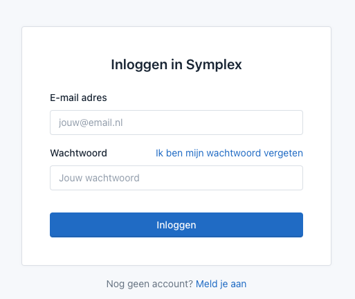 Inloggen Symplex